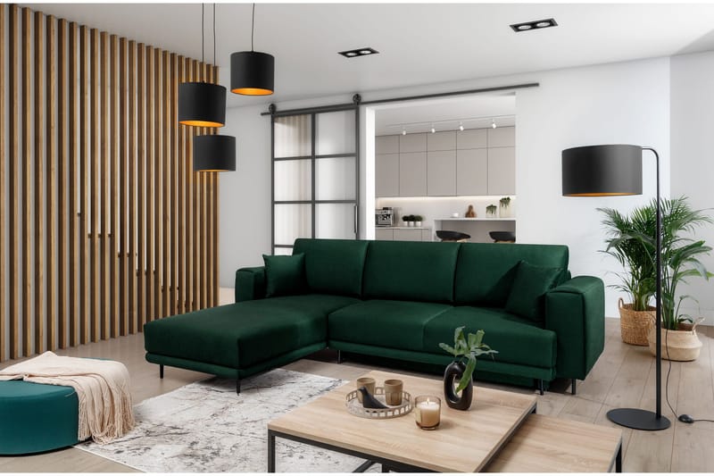 Vuodesohva Smithville divaanilla 3:n ist Säilytyksellä - Vihreä - Huonekalut - Sohva - Vuodesohva