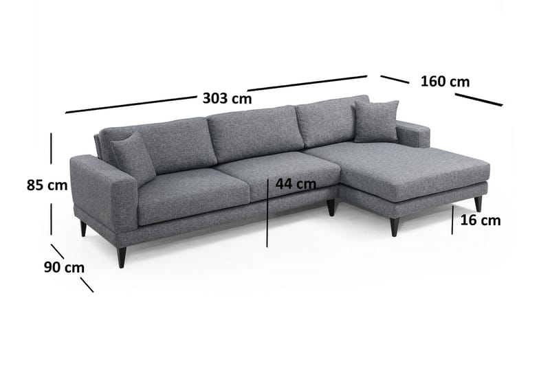 Vuodesohva Stancle Divaanilla Oikea - Harmaa - Huonekalut - Sohva - Vuodesohva