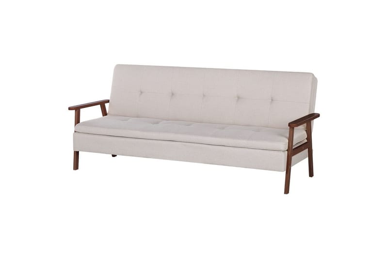 Vuodesohva Tjorn - Beige, tumma puu, 185x110 cm - Huonekalut - Sohva - Vuodesohva - 3 istuttava vuodesohva