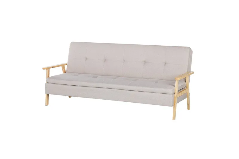 Vuodesohva Tjorn - Beige, vaalea puu, Beige, Vaalea puu, 185x110 cm - Huonekalut - Sohva - Vuodesohva - 3 istuttava vuodesohva