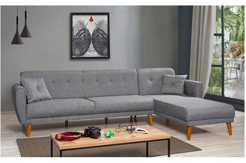 Vuodesohva Tufford divaanilla Vasen - Harmaa - Huonekalut - Sohva - Vuodesohva