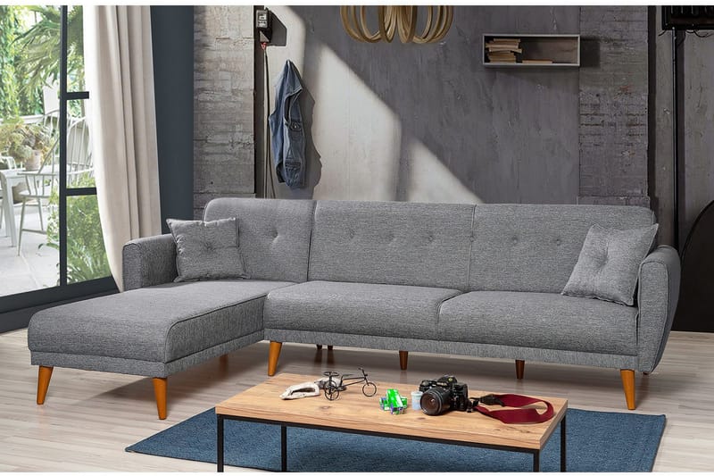 Vuodesohva Tufford divaanilla Vasen - Harmaa - Huonekalut - Sohva - Vuodesohva