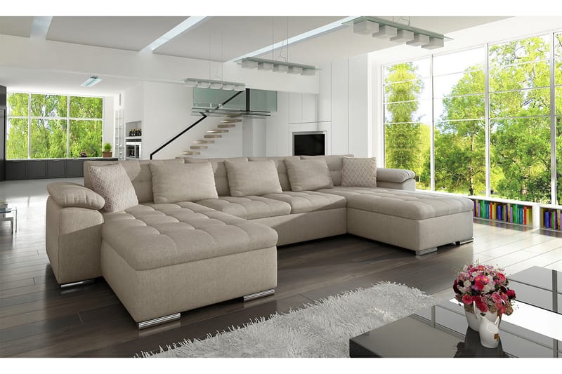 Vuodesohva Tupladivaani Orduna 4:n ist 315x130 cm U-muoto - Beige - Huonekalut - Sohva - Vuodesohva