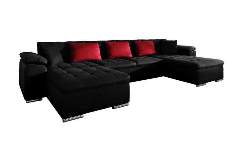 Vuodesohva Tupladivaani Orduna 4:n ist 315x130 cm U-muoto - Musta - Huonekalut - Sohva - Vuodesohva