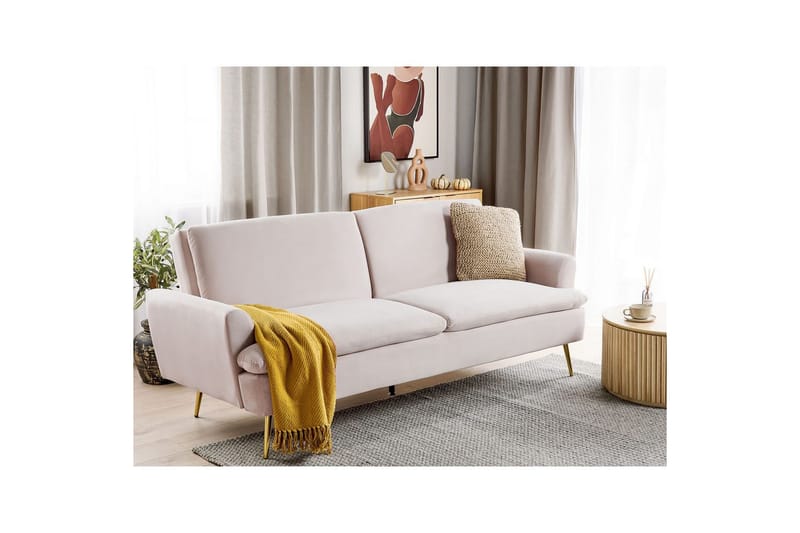 Vuodesohva Vettre - Beige, kulta - Huonekalut - Sohva - Vuodesohva - 3 istuttava vuodesohva