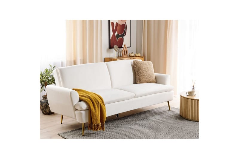 Vuodesohva Vettre - Valkoinen, kulta - Huonekalut - Sohva - Vuodesohva - 3 istuttava vuodesohva