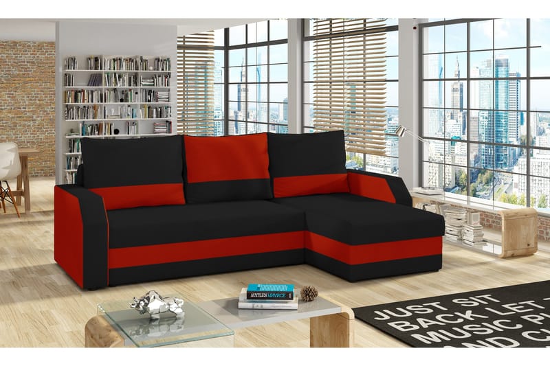 Vuodesohva Pearly divaanilla, Musta/Punainen