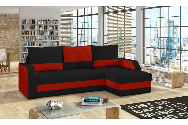 Vuodesohva Pearly divaanilla - Musta/Punainen - Huonekalut - Sohva - Vuodesohva