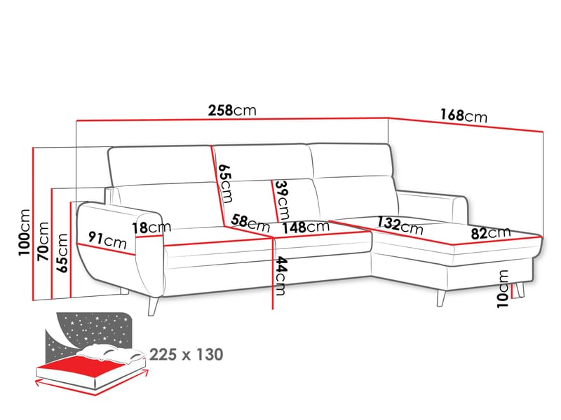 Vylon 3-istuttava vuodesohva divaanilla - harmaa - Huonekalut - Sohva - Vuodesohva
