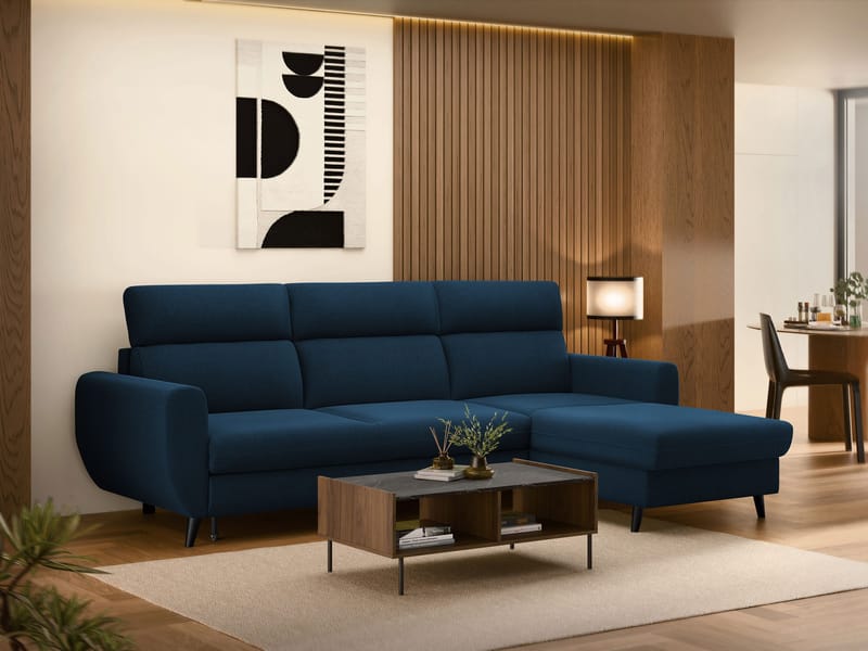 Vylon 3-istuttava vuodesohva divaanilla - sininen - Huonekalut - Sohva - Vuodesohva