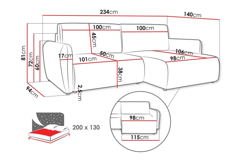 Wymer Vuodesohva 2-Istuttavalla Divaanilla - Vaaleanpunainen - Huonekalut - Sohva - Vuodesohva