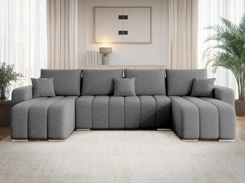 Zulueta 4-istuttava vuodesohva kaksinkertaisella divaanilla - harmaa - Huonekalut - Sohva - Vuodesohva