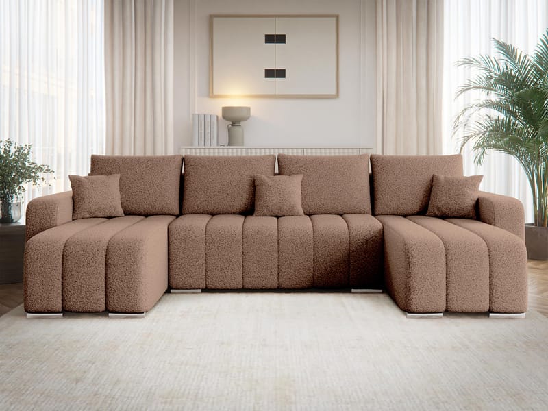 Zulueta 4-istuttava vuodesohva kaksinkertaisella divaanilla - ruskea - Huonekalut - Sohva - Vuodesohva