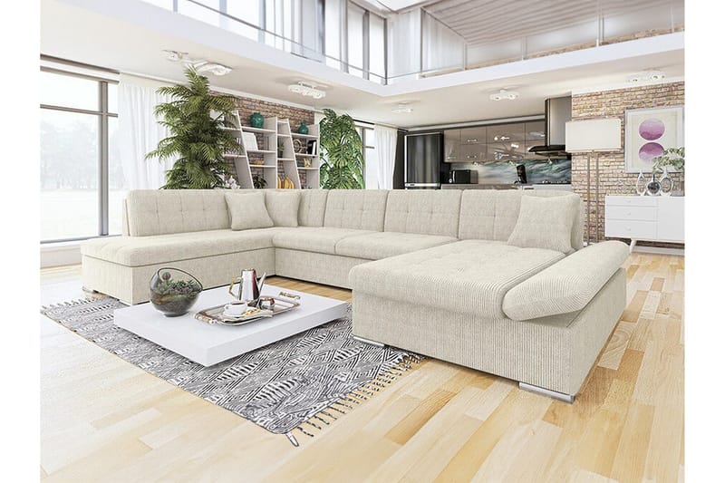 Zumar 4-sits Hörnbäddsoffa NO_BRAND beige - Huonekalut - Sohva - Vuodesohva