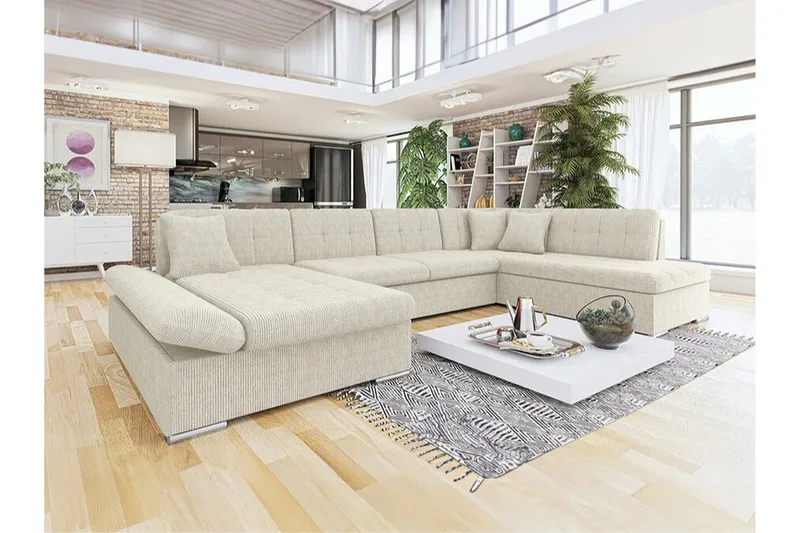 Zumar 4-sits Hörnbäddsoffa NO_BRAND Beige/Light beige - Huonekalut - Sohva - Vuodesohva