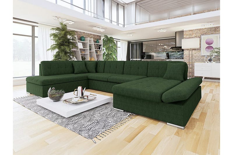 Zumar 4-sits Hörnbäddsoffa NO_BRAND Dark green - Huonekalut - Sohva - Vuodesohva