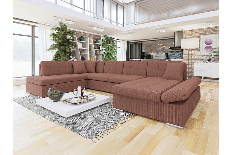 Zumar 4-sits Hörnbäddsoffa NO_BRAND Light brown - Huonekalut - Sohva - Vuodesohva