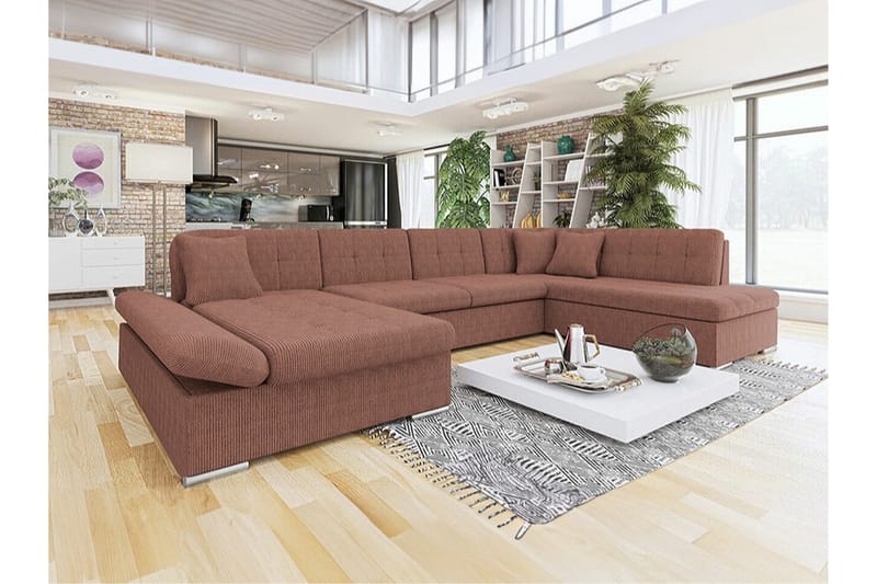 Zumar 4-sits Hörnbäddsoffa NO_BRAND Light brown - Huonekalut - Sohva - Vuodesohva