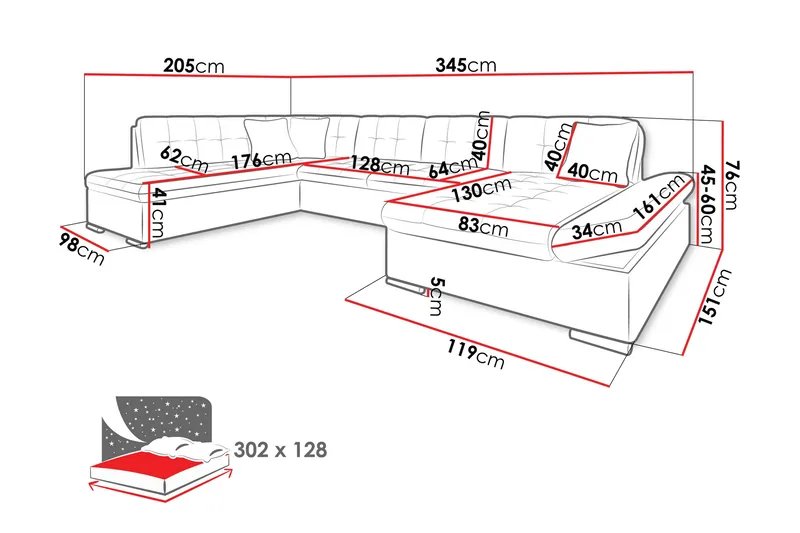 Zumar Vuodesohva Divaanilla ja Sjeslongilla 4-istuttava Chenille - Beige - Huonekalut - Sohva - Vuodesohva