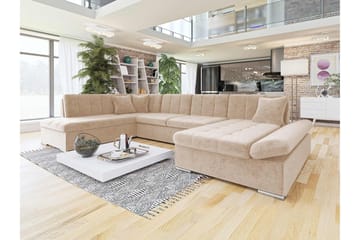 Zumar Vuodesohva Divaanilla ja Sjeslongilla 4-istuttava Chenille - Beige - Huonekalut - Sohva - Vuodesohva