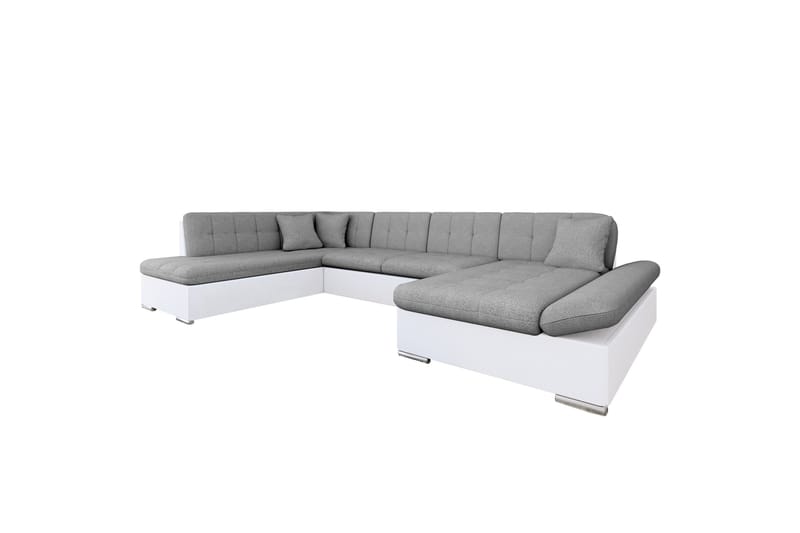 Zumar Vuodesohva Divaanilla ja Sjeslongilla 4-istuttava Keinonahka - Valkoinen / Harmaa - Huonekalut - Sohva - Vuodesohva