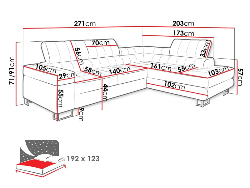 Warwick 4-istuttava Sohva Lepotuoliosalla Oikea - Huonekalut - Sohva - Kulmasohva