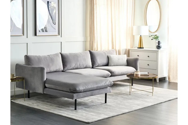 Woodal Kulmasohva 4-istuttava - Harmaa/Musta - Huonekalut - Sohva - Samettisohva