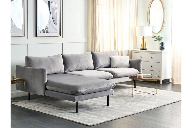 Woodal Kulmasohva 4-istuttava - Harmaa/Musta - Huonekalut - Sohva - Samettisohva