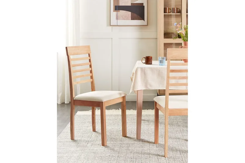 2 kpl Ortley-ruokapöydän tuoleja - Vaalea puu, beige - Huonekalut - Tuoli & nojatuoli - Ruokapöydän tuolit
