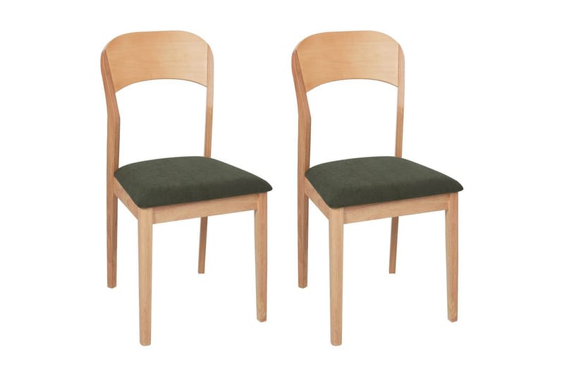 2 ruokatuolia Alvin, Vaalea puu, vihreä