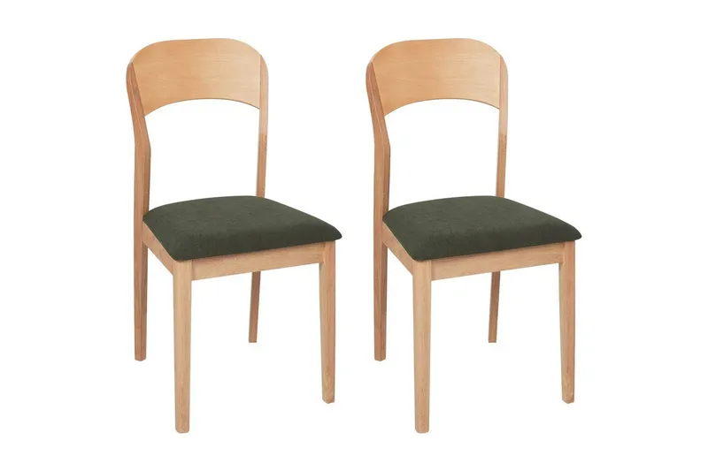 2 ruokatuolia Alvin, Vaalea puu, vihreä
