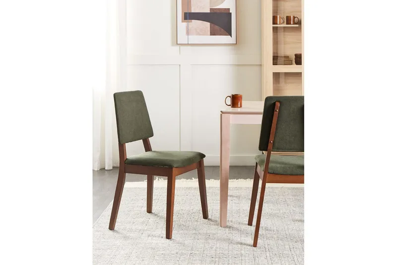 2 ruokatuolia Merrill - Tumma puu, vihreä - Huonekalut - Tuoli & nojatuoli - Ruokapöydän tuolit