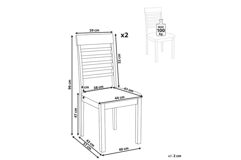 2 ruokatuolia Ortley - Tumma puu, beige - Huonekalut - Tuoli & nojatuoli - Ruokapöydän tuolit