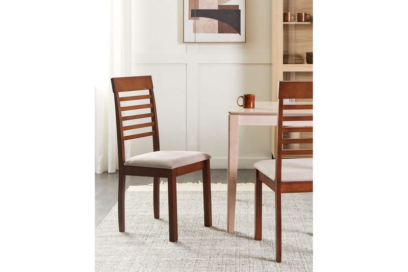 2 ruokatuolia Ortley - Tumma puu, beige - Huonekalut - Tuoli & nojatuoli - Ruokapöydän tuolit