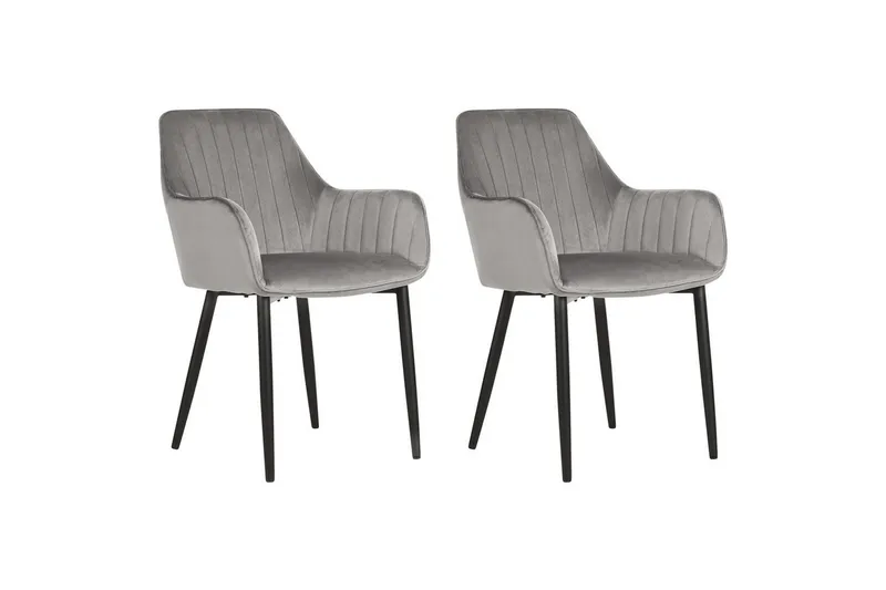 2 ruokatuolia Wellston - Harmaa, musta - Huonekalut - Tuoli & nojatuoli - Ruokapöydän tuolit