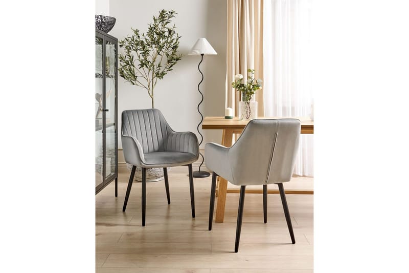 2 ruokatuolia Wellston - Harmaa, musta - Huonekalut - Tuoli & nojatuoli - Ruokapöydän tuolit