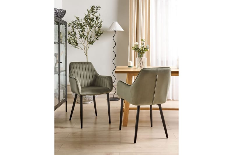 2 ruokatuolia Wellston - Vihreä, musta - Huonekalut - Tuoli & nojatuoli - Ruokapöydän tuolit