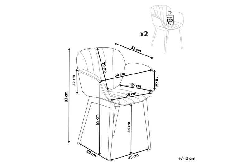 2 ruokatuolin setti Alice - Harmaa, vaalea puu - Huonekalut - Tuoli & nojatuoli - Ruokapöydän tuolit
