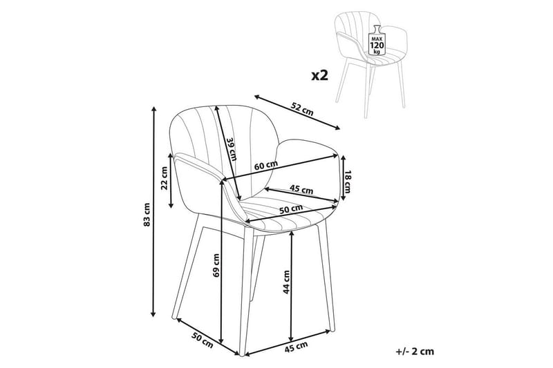 2 ruokatuolin setti Alice - Harmaa, vaalea puu - Huonekalut - Tuoli & nojatuoli - Ruokapöydän tuolit