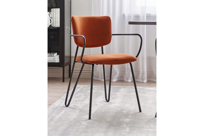 2 ruokatuolin setti Elko - Oranssi, musta - Huonekalut - Tuoli & nojatuoli - Ruokapöydän tuolit