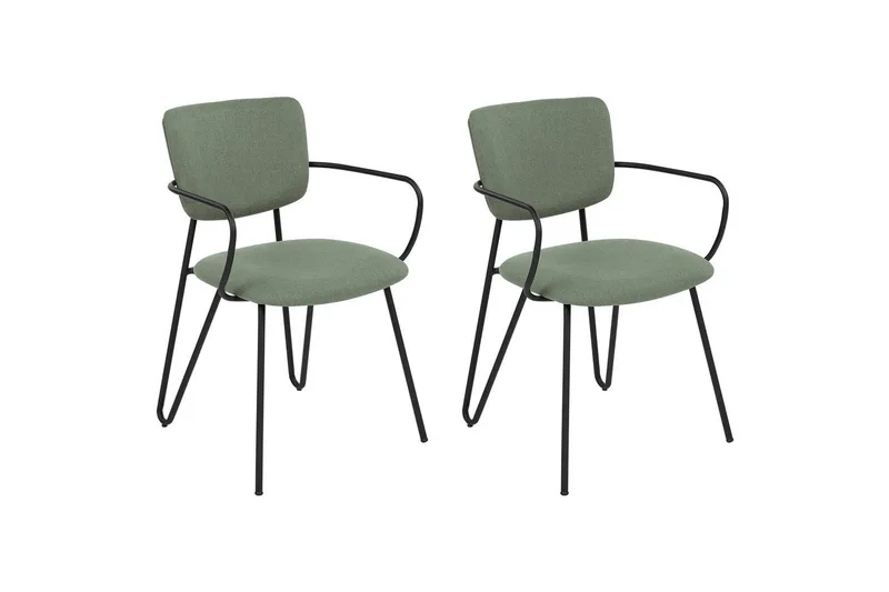 2 ruokatuolin setti Elko - Vihreä, musta - Huonekalut - Tuoli & nojatuoli - Ruokapöydän tuolit