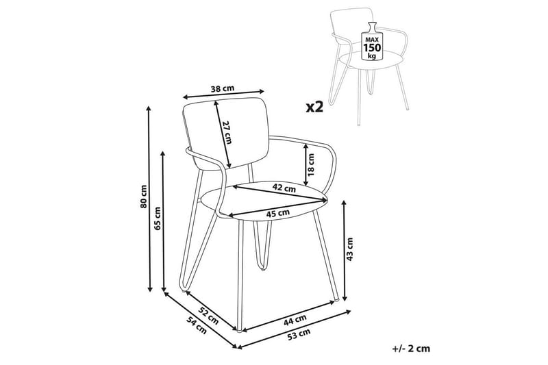 2 ruokatuolin setti Elko - Vihreä, musta - Huonekalut - Tuoli & nojatuoli - Ruokapöydän tuolit