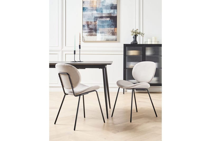 2 ruokatuolin setti Luana - Beige, musta/Sametti - Huonekalut - Tuoli & nojatuoli - Ruokapöydän tuolit