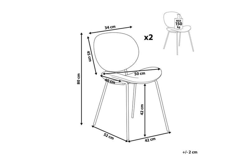 2 ruokatuolin setti Luana - Beige, musta/Tekonahka - Huonekalut - Tuoli & nojatuoli - Ruokapöydän tuolit