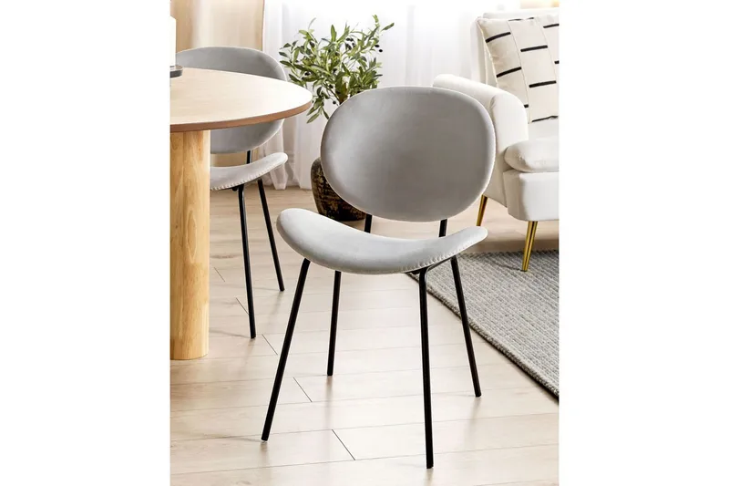 2 ruokatuolin setti Luana - Harmaa, musta/Sametti - Huonekalut - Tuoli & nojatuoli - Ruokapöydän tuolit