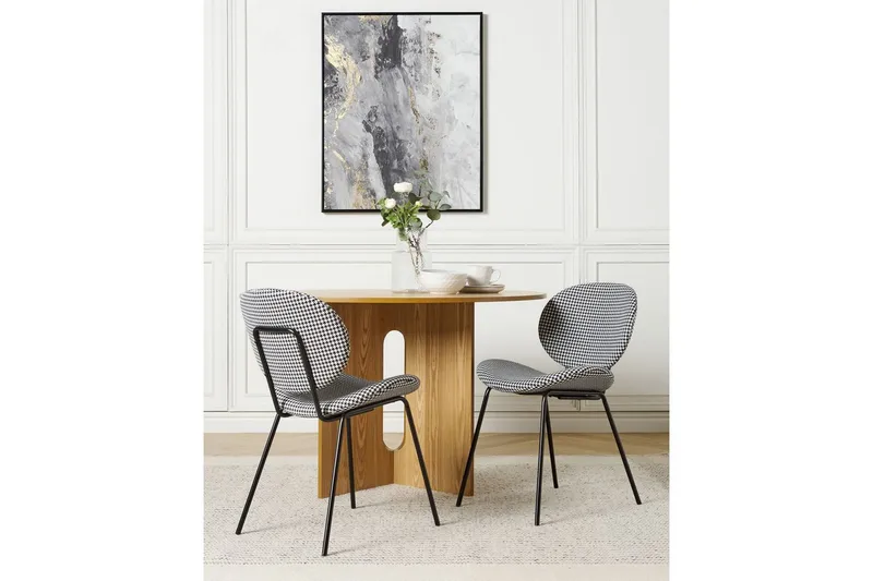 2 ruokatuolin setti Luana - Musta, valkoinen/polyesteri - Huonekalut - Tuoli & nojatuoli - Ruokapöydän tuolit