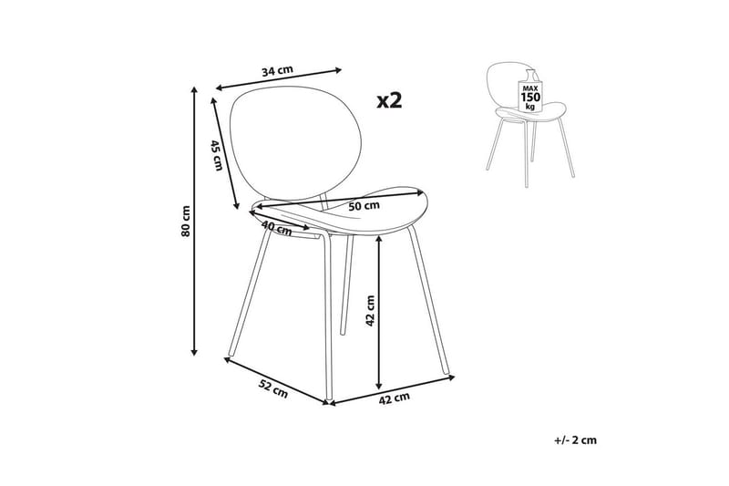 2 ruokatuolin setti Luana - Musta, valkoinen/polyesteri - Huonekalut - Tuoli & nojatuoli - Ruokapöydän tuolit