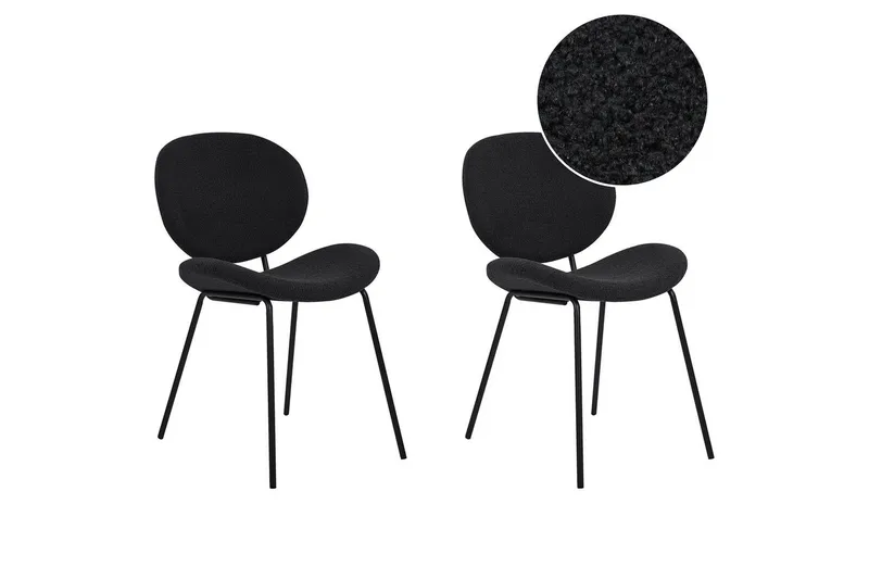 2 ruokatuolin setti Luana, Musta/Bouclé