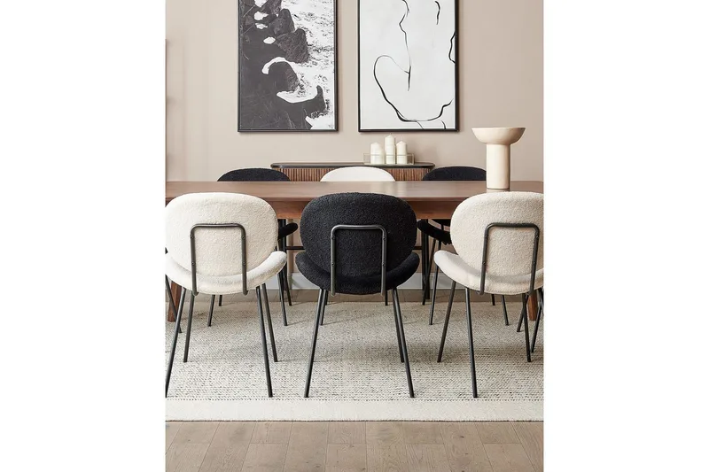 2 ruokatuolin setti Luana - Valkoinen, Musta/Bouclé - Huonekalut - Tuoli & nojatuoli - Ruokapöydän tuolit