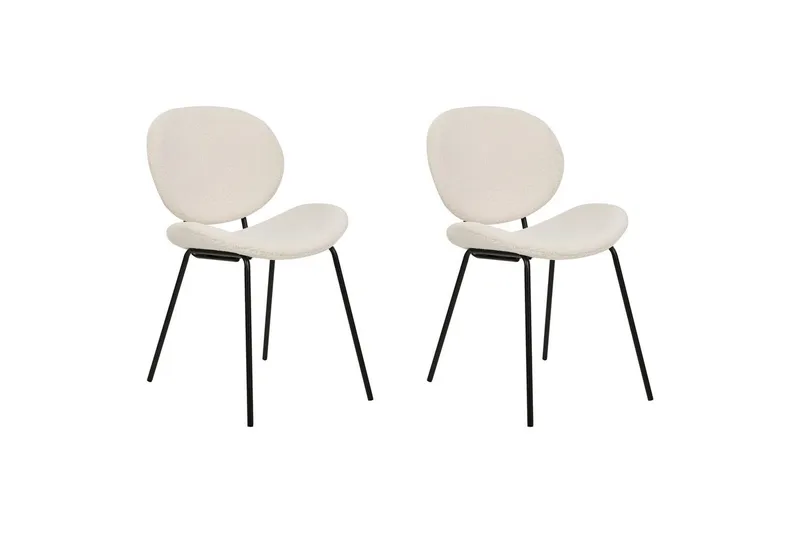2 ruokatuolin setti Luana - Valkoinen, Musta/Bouclé - Huonekalut - Tuoli & nojatuoli - Ruokapöydän tuolit